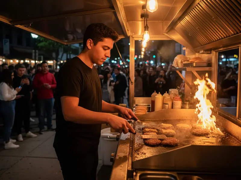 Jared cooking on the food truck